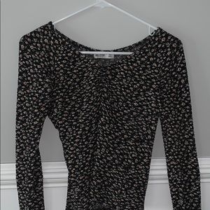 hollister black floral top